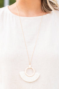 white tassel necklace