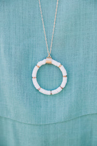 white pendant necklace