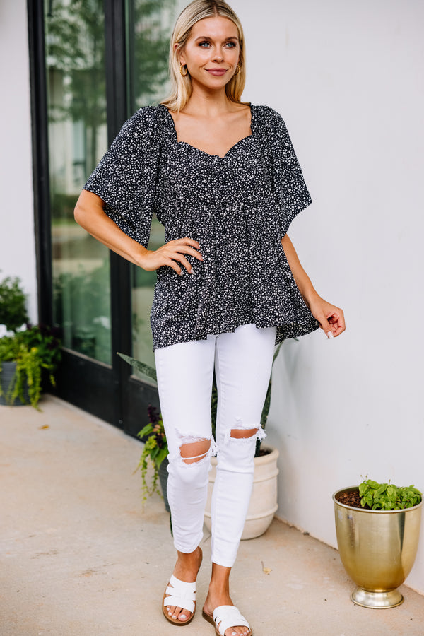 black spotted blouse