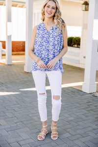 blue floral tank