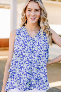 blue floral tank