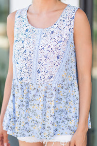 blue floral tank