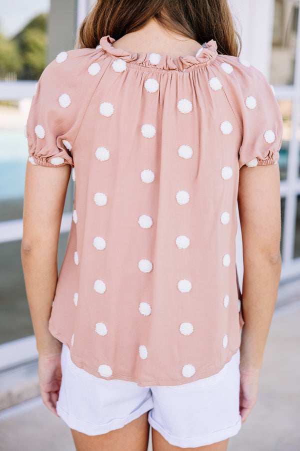 Want Your Love Sienna Pink Polka Dot Blouse