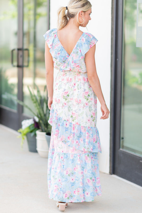 floral pink maxi dress