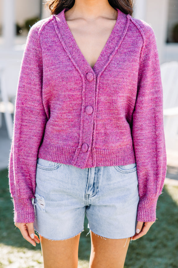 Make Your Move Magenta Purple Cropped Cardigan