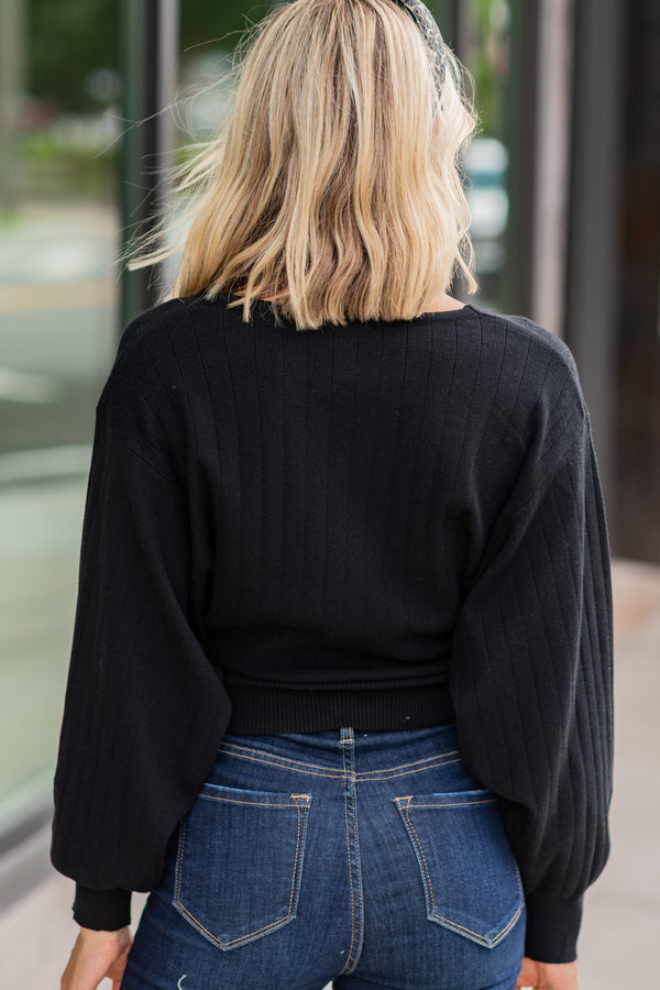 black ribbed sweater