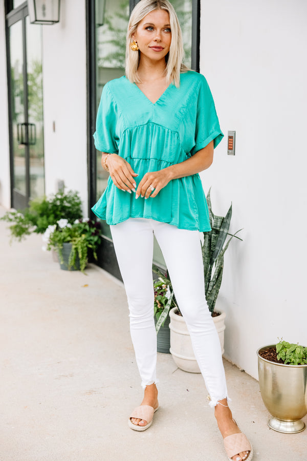 satin green blouse