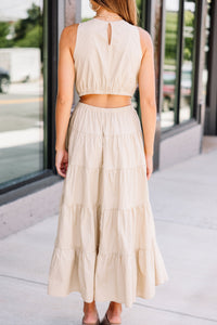 neutral midi dress