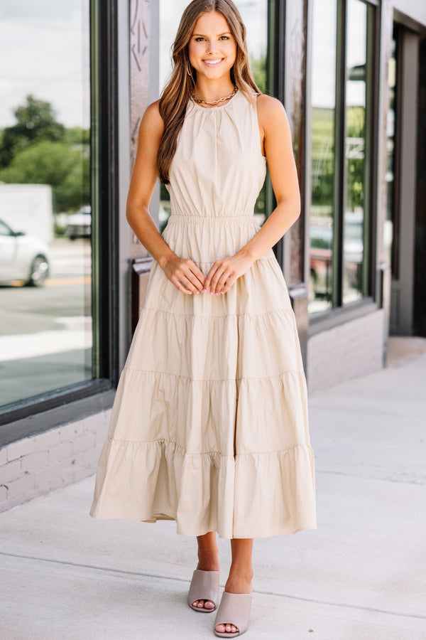 neutral midi dress