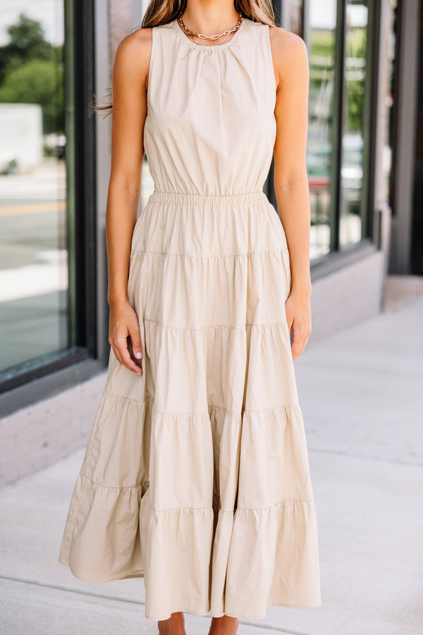 neutral midi dress