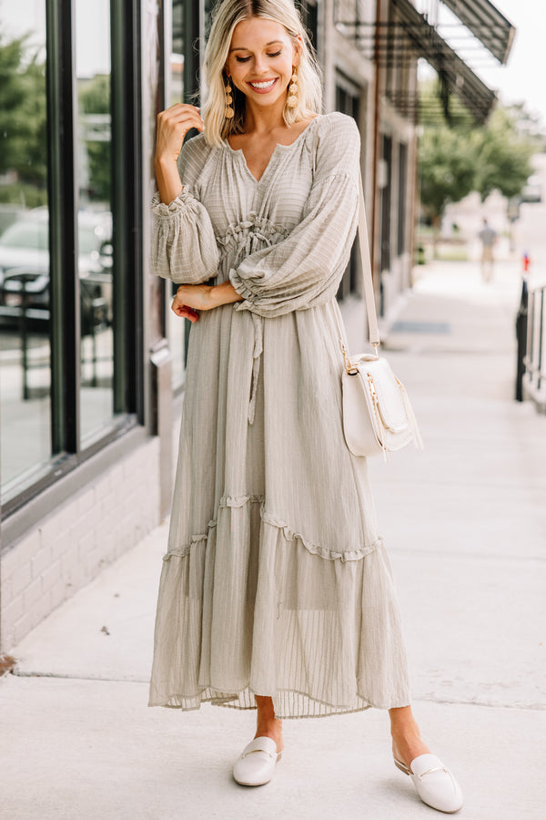Classy Pale Khaki Midi Dress - Feminine Dresses Shop the Mint Classy Pale Khaki Midi Dress - Feminine Dresses Shop the Mint