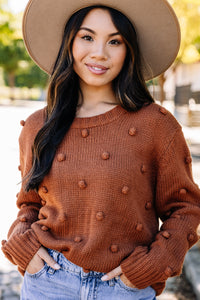 rust pompom sweater