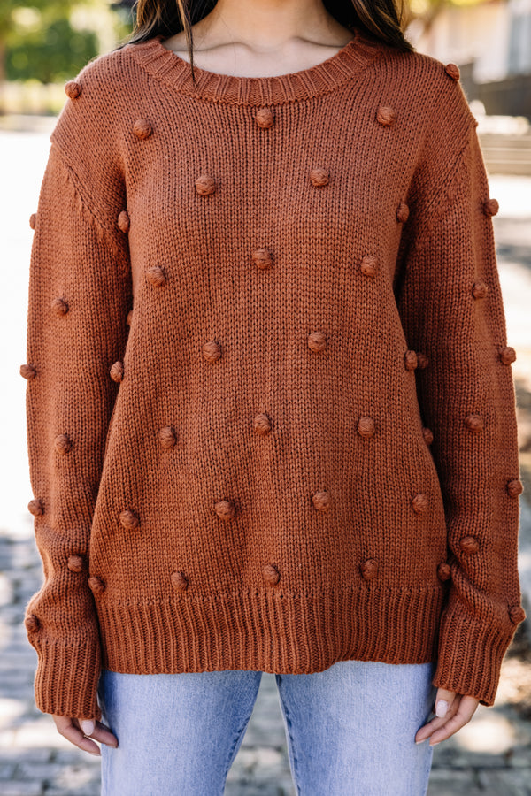 rust pompom sweater