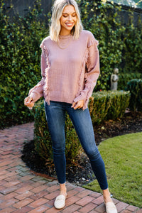 pink fringe sweater