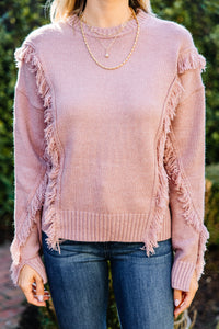 pink fringe sweater