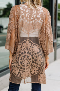 brown lace kimono