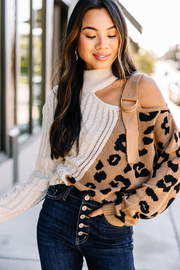 colorblock leopard sweater