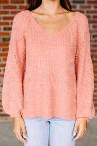 bubble sleeve pink sweater