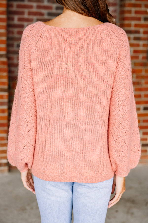 bubble sleeve pink sweater