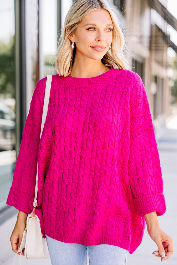 bright pink  oversized sweater