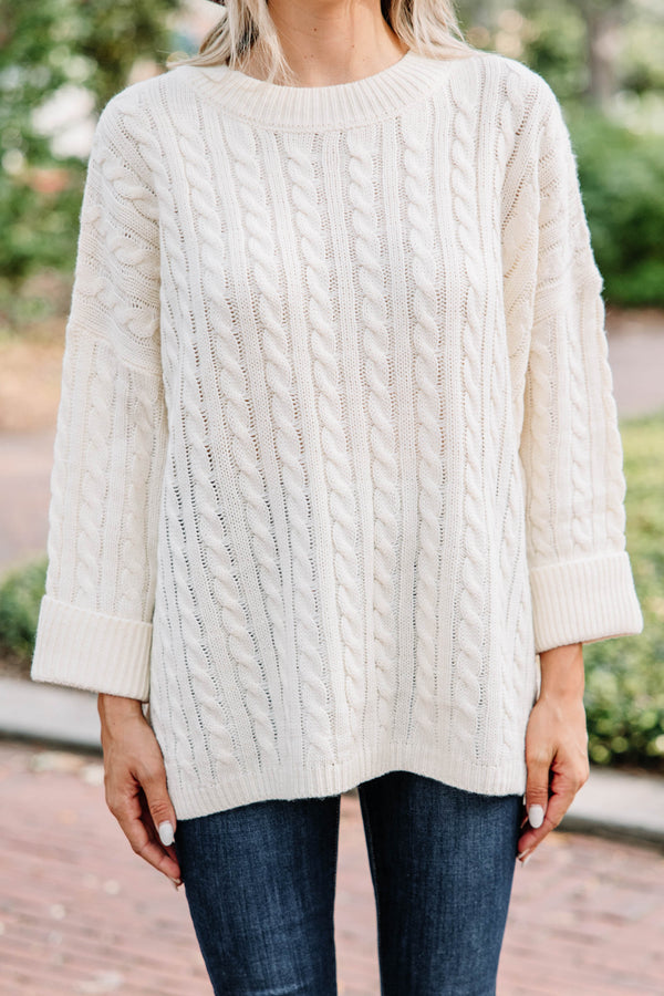 Cable Knit Sweater in Ivory