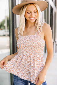 Gets Me Every Time Clay Orange Ditsy Floral Tank