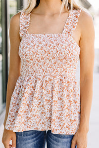 Gets Me Every Time Clay Orange Ditsy Floral Tank