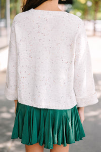 No Looking Back Ivory White Confetti Sweater