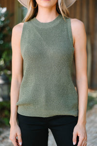 Waiting On Love Light Olive Green Sweater Tank
