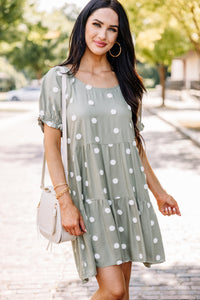 Olive green clearance polka dot dress