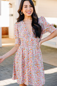 white ditsy floral dress