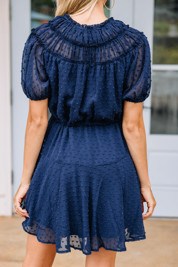 navy Swiss dot dress