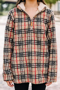 brown plaid pullover