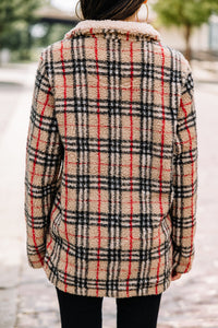 brown plaid pullover