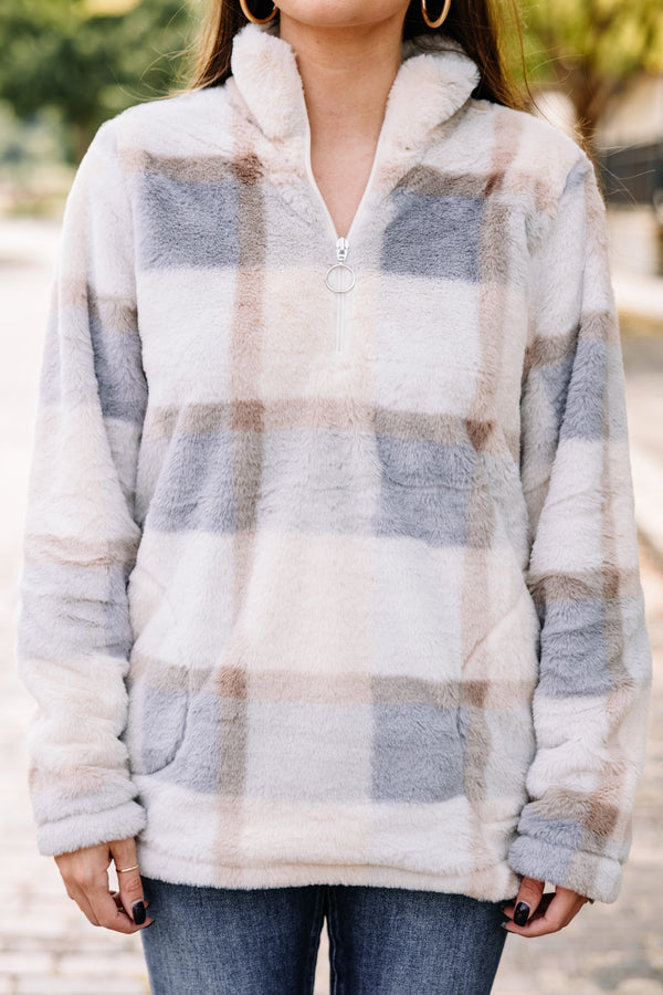 On The Schedule Gray Plaid Pullover