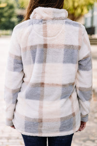 On The Schedule Gray Plaid Pullover