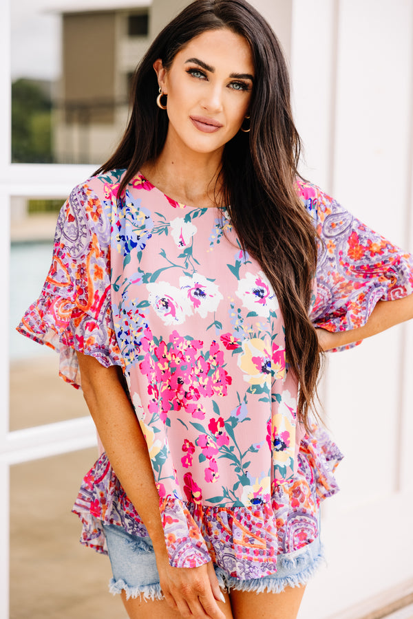 Think About It Rose Pink Floral Blouse