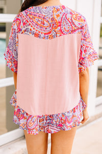 Think About It Rose Pink Floral Blouse