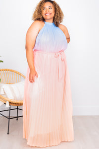 What An Angel Peach Pink Ombre Maxi Dress