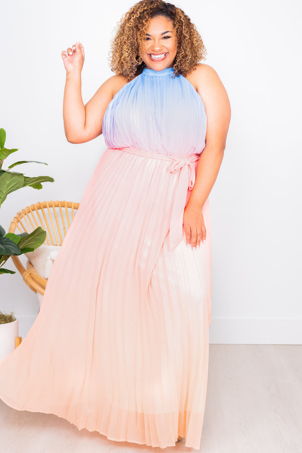 What An Angel Peach Pink Ombre Maxi Dress