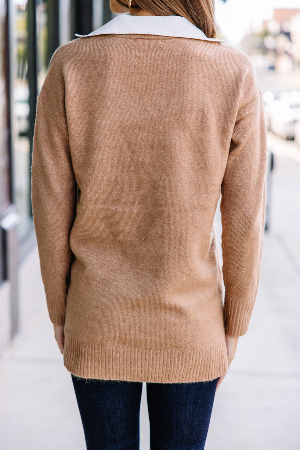 Top Of The Class Camel Brown Sweater