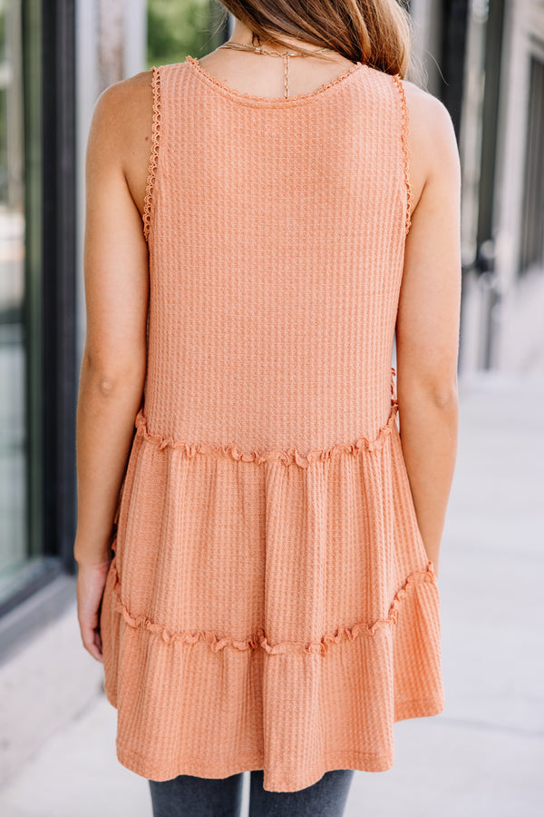 waffle knit orange tank