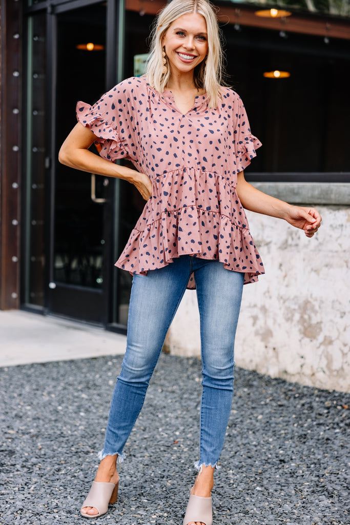 Casual Rose Pink Spotted Top - Boutique Tops for Women – Shop the Mint