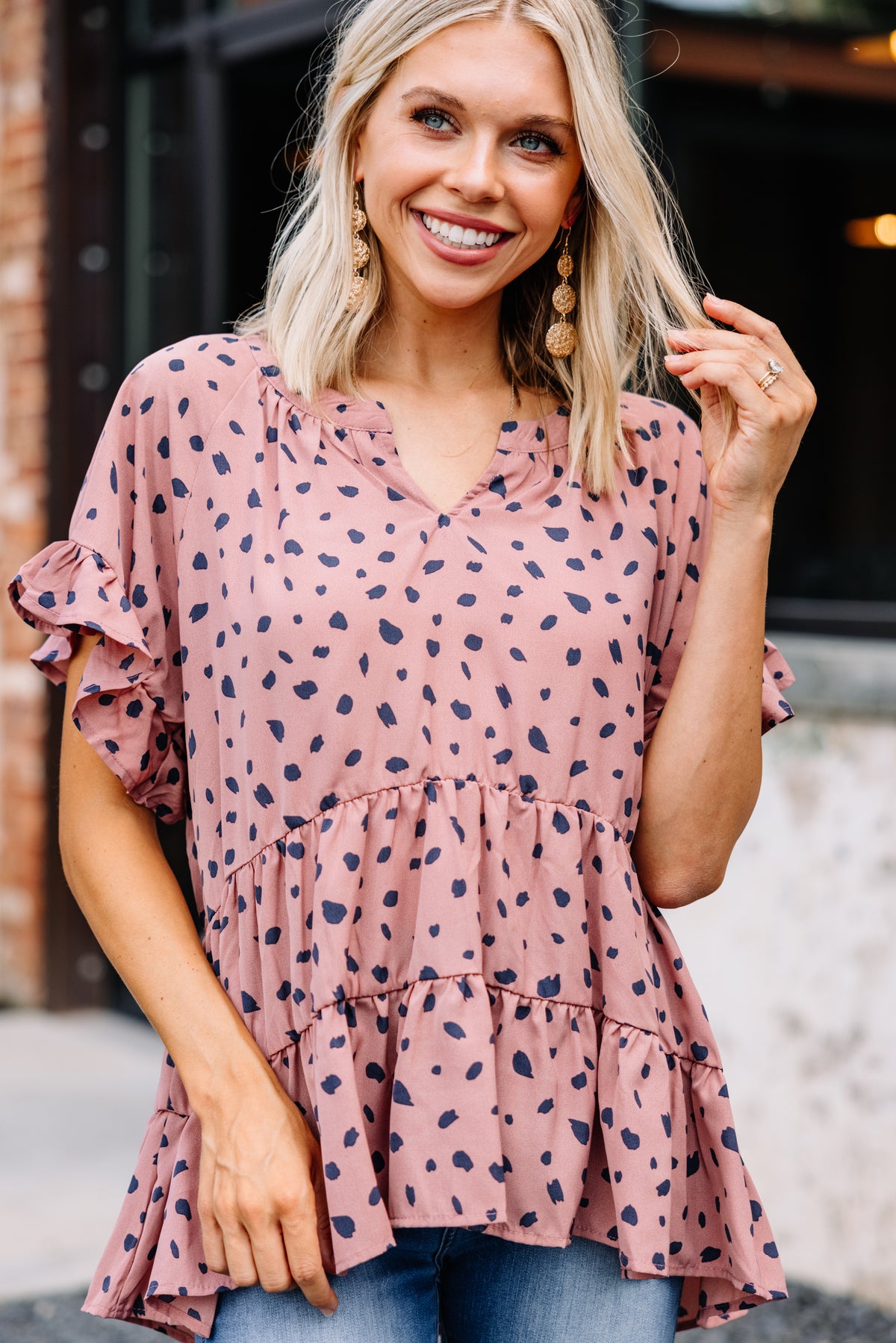 Casual Rose Pink Spotted Top - Boutique Tops for Women – Shop the Mint