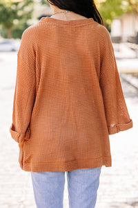 brown waffle knit sweater