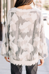 On The Lookout Cream White Camo Sweater