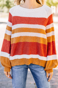 Feeling Fine Brick Orange Striped Sweater