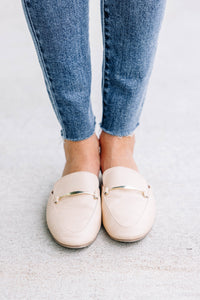 Be Your Own Boss Beige Brown Flat Mules
