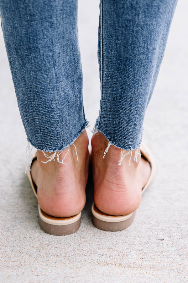 Be Your Own Boss Beige Brown Flat Mules
