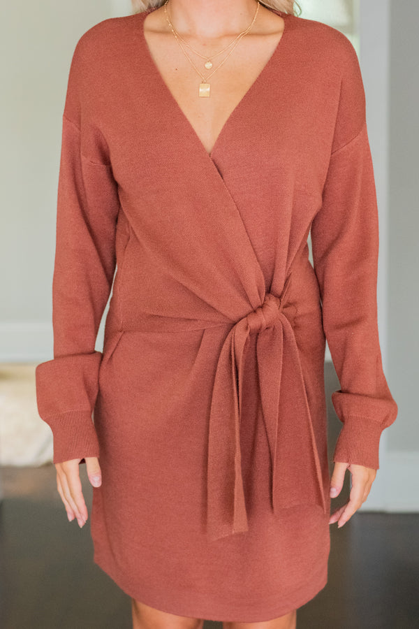 Thoughtful Dreams Marsala Red Sweater Dress